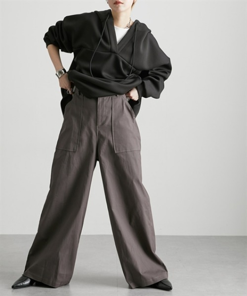 Soiunique（スワユニーク）の「BIGポケットベイカーワイドパンツ ［Soiunique］（その他パンツ・レディース・チャコール/イエロー/カーキ・M/L/LL）」の12枚目の写真