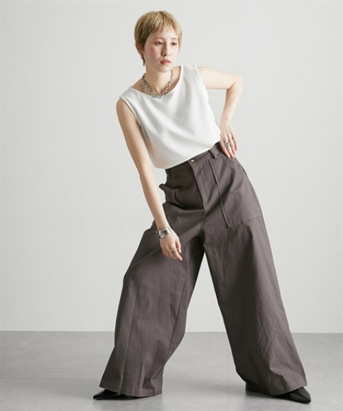 Soiunique（スワユニーク）の「BIGポケットベイカーワイドパンツ ［Soiunique］（その他パンツ・レディース・チャコール/イエロー/カーキ・M/L/LL）」の16枚目の写真