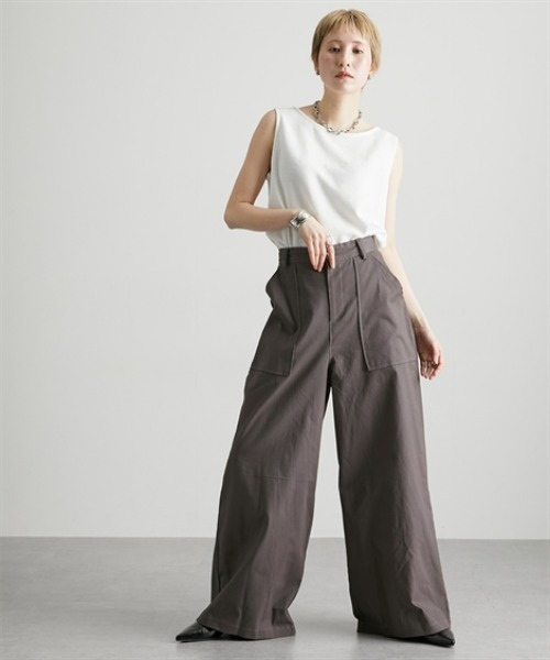 Soiunique（スワユニーク）の「BIGポケットベイカーワイドパンツ ［Soiunique］（その他パンツ・レディース・チャコール/イエロー/カーキ・M/L/LL）」の14枚目の写真