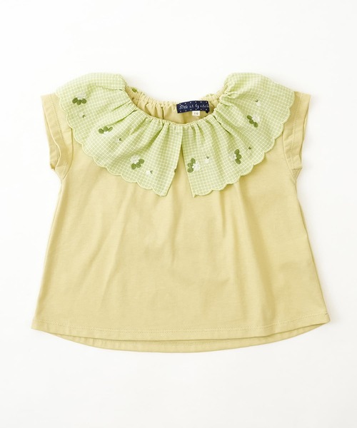 RIO（リオ）の「【通気性・吸水性】ギンガム刺繍襟Tシャツ（Tシャツ/カットソー・キッズ・ブラック/ホワイト/ライム/パープル・80ｃｍ/90cm/110cm/100cm/120cm/130cm）」の4枚目の写真