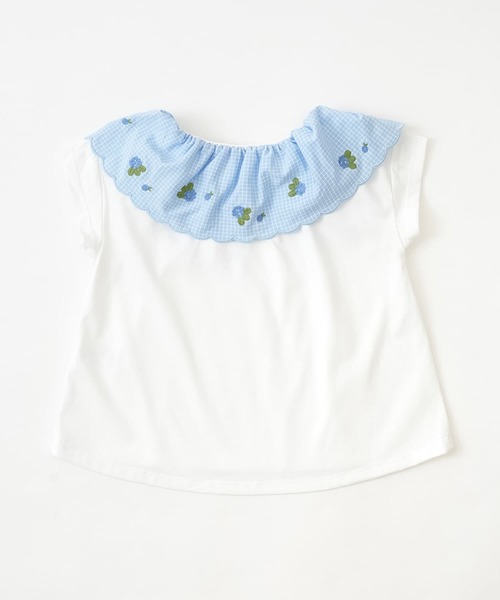 RIO（リオ）の「【通気性・吸水性】ギンガム刺繍襟Tシャツ（Tシャツ/カットソー・キッズ・ブラック/ホワイト/ライム/パープル・80ｃｍ/90cm/110cm/100cm/120cm/130cm）」の5枚目の写真