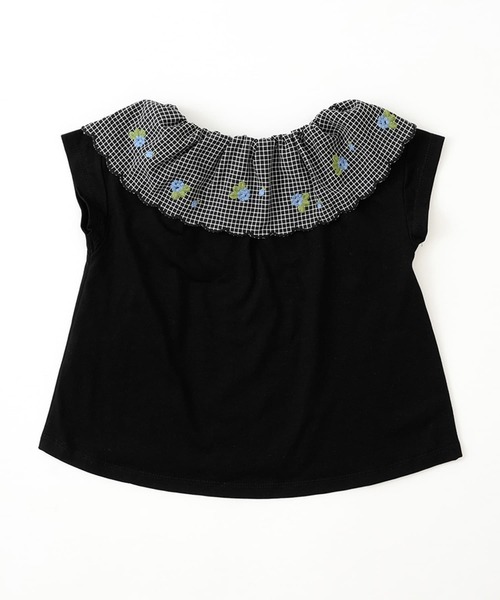 RIO（リオ）の「【通気性・吸水性】ギンガム刺繍襟Tシャツ（Tシャツ/カットソー・キッズ・ブラック/ホワイト/ライム/パープル・80ｃｍ/90cm/110cm/100cm/120cm/130cm）」の7枚目の写真