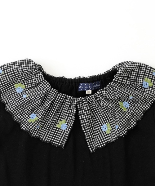 RIO（リオ）の「【通気性・吸水性】ギンガム刺繍襟Tシャツ（Tシャツ/カットソー・キッズ・ブラック/ホワイト/ライム/パープル・80ｃｍ/90cm/110cm/100cm/120cm/130cm）」の8枚目の写真