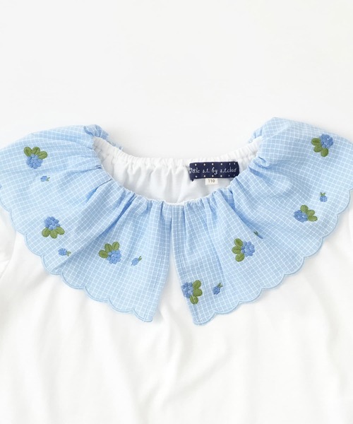 RIO（リオ）の「【通気性・吸水性】ギンガム刺繍襟Tシャツ（Tシャツ/カットソー・キッズ・ブラック/ホワイト/ライム/パープル・80ｃｍ/90cm/110cm/100cm/120cm/130cm）」の6枚目の写真