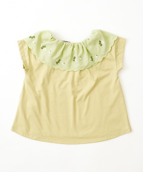 RIO（リオ）の「【通気性・吸水性】ギンガム刺繍襟Tシャツ（Tシャツ/カットソー・キッズ・ブラック/ホワイト/ライム/パープル・80ｃｍ/90cm/110cm/100cm/120cm/130cm）」の9枚目の写真