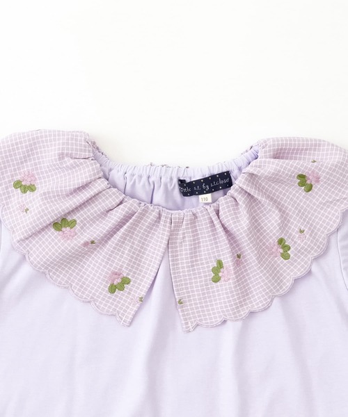 RIO（リオ）の「【通気性・吸水性】ギンガム刺繍襟Tシャツ（Tシャツ/カットソー・キッズ・ブラック/ホワイト/ライム/パープル・80ｃｍ/90cm/110cm/100cm/120cm/130cm）」の12枚目の写真