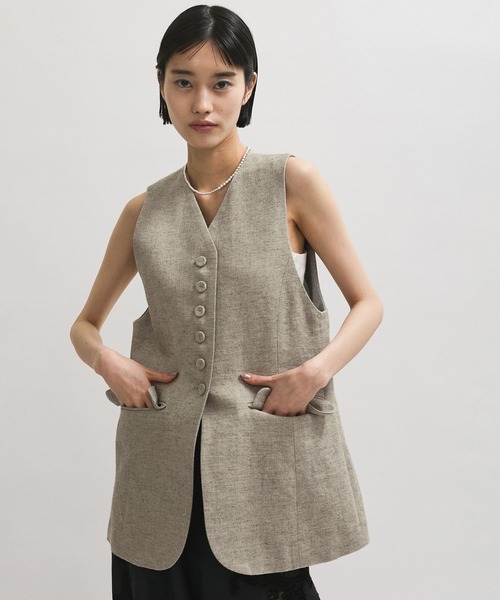 アダムエロペ♡ヘビーリネンジレ ベスト 麻100% ベージュ フリーサイズ 楽天市場】【SALE／60%OFF】【セットアップ対応】ヘビーリネン