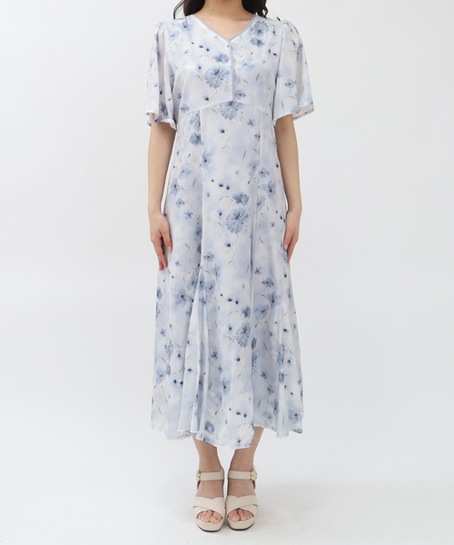 ASTORIA ODIER（アストリアオディール）の「にじみ花柄配色ワンピース（ワンピース・レディース・ライトグレー/ホワイト・MEDIUM）」の16枚目の写真