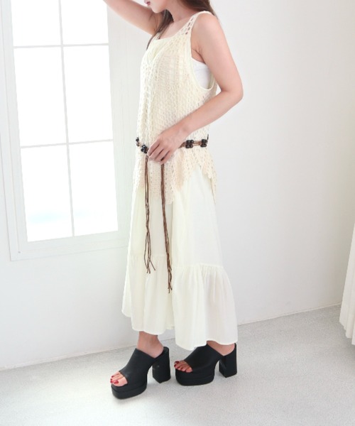 CECIL McBEE（セシルマクビー）の「かぎ針編みニットタンクトップ＆裾フレアワンピSET（ワンピース・レディース・オフホワイト・FREE）」の7枚目の写真