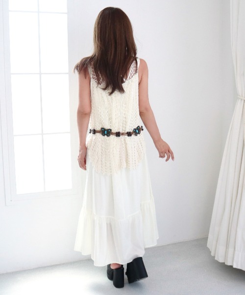 CECIL McBEE（セシルマクビー）の「かぎ針編みニットタンクトップ＆裾フレアワンピSET（ワンピース・レディース・オフホワイト・FREE）」の9枚目の写真