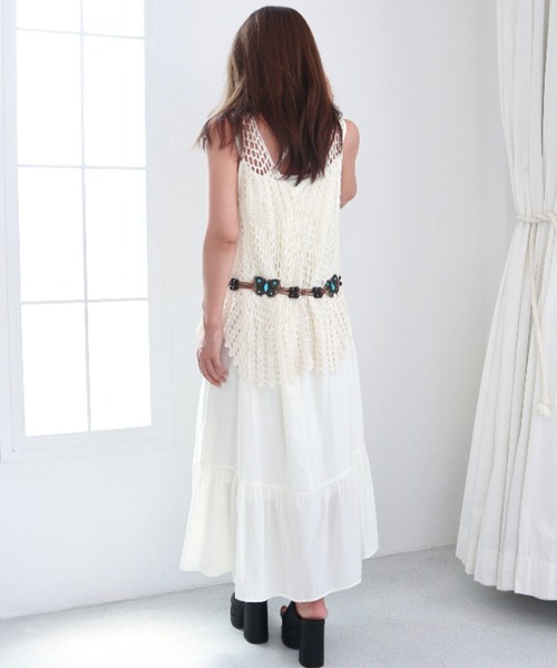 CECIL McBEE（セシルマクビー）の「かぎ針編みニットタンクトップ＆裾フレアワンピSET（ワンピース・レディース・オフホワイト・FREE）」の10枚目の写真