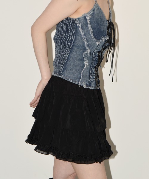 VIVID LADY(ビビッドレディー)の「レースアップ デニム ビスチェ/Lace-Up Denim Bische(タンクトップ・レディース・ブラック/ブルー・FREE)」の7枚目の写真