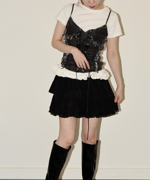 VIVID LADY(ビビッドレディー)の「レースアップ デニム ビスチェ/Lace-Up Denim Bische(タンクトップ・レディース・ブラック/ブルー・FREE)」の22枚目の写真