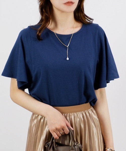 CLOTHY(クロシィ)の「【ゆったりお袖で暑い夏も快適!】フレア袖Tシャツ(Tシャツ/カットソー・レディース・その他/ブラック/オフホワイト/ネイビー・LARGE/MEDIUM)」の11枚目の写真