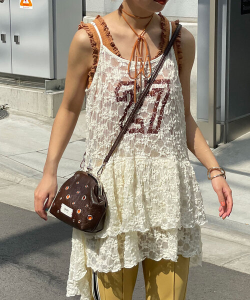 CIAOPANIC（チャオパニック）の「レースチュニックナンバリングイレヘムワンピース（ワンピース・レディース・ボルドー/ブラック/アイボリー・ONE SIZE）」の13枚目の写真