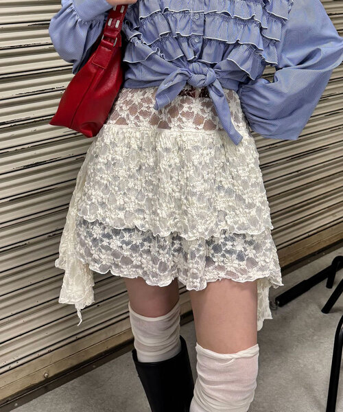 CIAOPANIC（チャオパニック）の「レースチュニックナンバリングイレヘムワンピース（ワンピース・レディース・ボルドー/ブラック/アイボリー・ONE SIZE）」の18枚目の写真