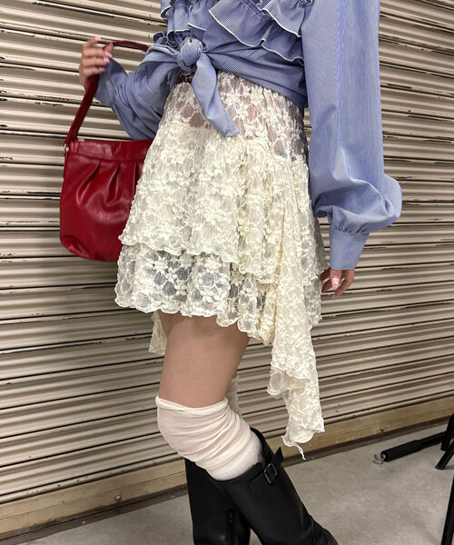 CIAOPANIC（チャオパニック）の「レースチュニックナンバリングイレヘムワンピース（ワンピース・レディース・ボルドー/ブラック/アイボリー・ONE SIZE）」の19枚目の写真