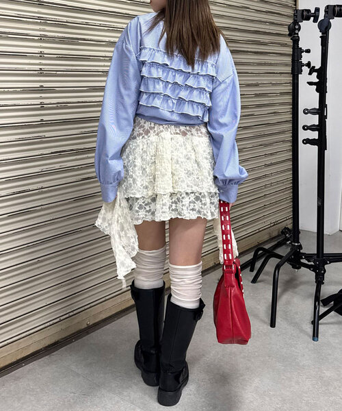 CIAOPANIC（チャオパニック）の「レースチュニックナンバリングイレヘムワンピース（ワンピース・レディース・ボルドー/ブラック/アイボリー・ONE SIZE）」の22枚目の写真
