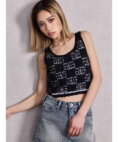 GYDA（ジェイダ）の「Symmetry GYDA パイルニットトップス（ニット/セーター・レディース・オフホワイト/ブラック/スカイブルー・FREE）」の8枚目の写真