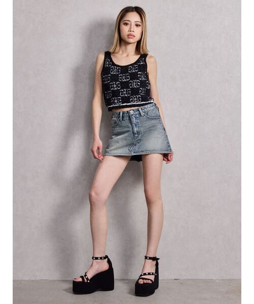 GYDA（ジェイダ）の「Symmetry GYDA パイルニットトップス（ニット/セーター・レディース・オフホワイト/ブラック/スカイブルー・FREE）」の9枚目の写真