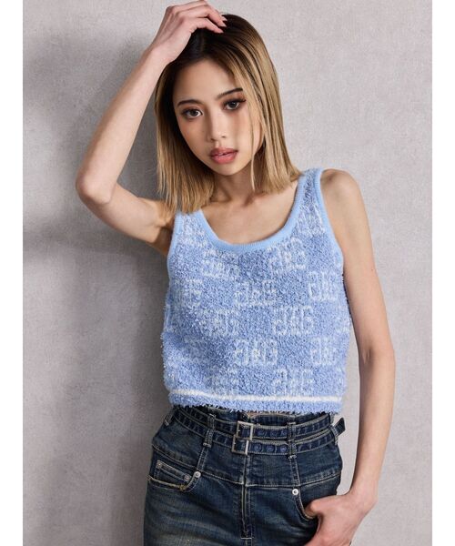 GYDA（ジェイダ）の「Symmetry GYDA パイルニットトップス（ニット/セーター・レディース・オフホワイト/ブラック/スカイブルー・FREE）」の11枚目の写真