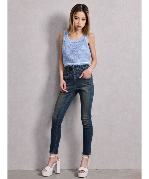 GYDA（ジェイダ）の「Symmetry GYDA パイルニットトップス（ニット/セーター・レディース・オフホワイト/ブラック/スカイブルー・FREE）」の12枚目の写真