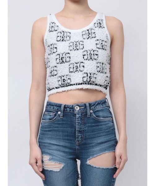 GYDA（ジェイダ）の「Symmetry GYDA パイルニットトップス（ニット/セーター・レディース・オフホワイト/ブラック/スカイブルー・FREE）」の14枚目の写真