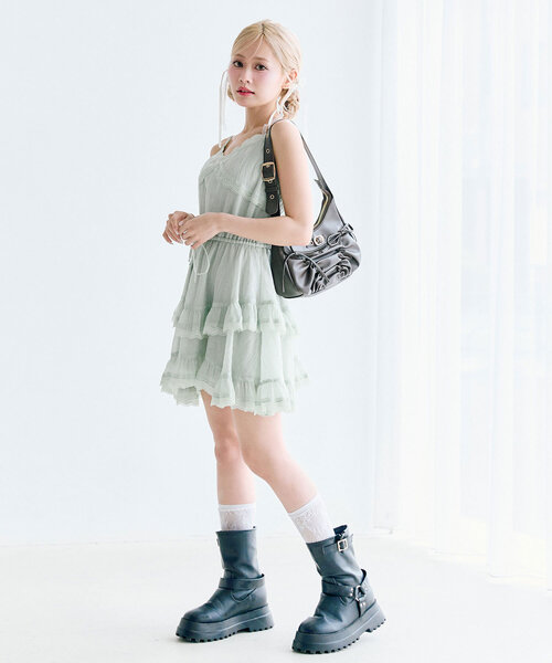 OLIVE des OLIVE（オリーブデオリーブ）の「チュニックキャミ（キャミソール・レディース・ミント/オフホワイト・FREE）」の12枚目の写真