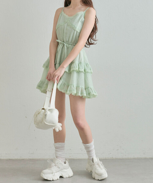 OLIVE des OLIVE（オリーブデオリーブ）の「チュニックキャミ（キャミソール・レディース・ミント/オフホワイト・FREE）」の18枚目の写真