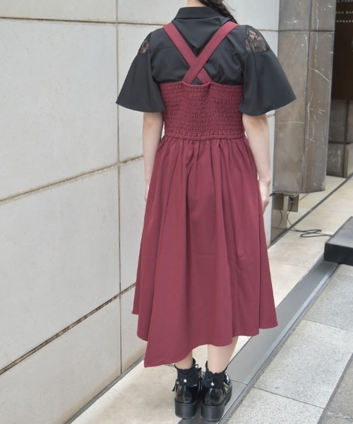 axes femme(アクシーズファム)の「ベルトデザインイレヘムジャンパースカート(ジャンパースカート・レディース・ブラック/ワイン/サックスブルー・FREE)」の4枚目の写真