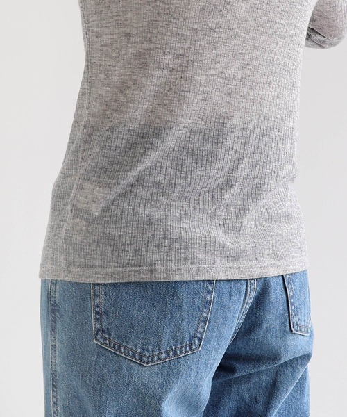 andme(アンドミー)の「テレコリブシアー半袖トップス(Tシャツ/カットソー・レディース・杢グレー/オフホワイト/レッド/ブラック・FREE)」の13枚目の写真
