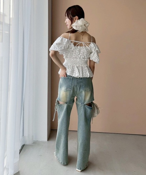 one after another NICE CLAUP（ワンアフターアナザーナイスクラップ）の「2wayペプラムプリーツブラウス（シャツ/ブラウス・レディース・ブラック/ホワイト系その他/ホワイト/アイボリー/レッド・FREE）」の7枚目の写真