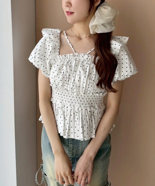 one after another NICE CLAUP（ワンアフターアナザーナイスクラップ）の「2wayペプラムプリーツブラウス（シャツ/ブラウス・レディース・ブラック/ホワイト系その他/ホワイト/アイボリー/レッド・FREE）」の11枚目の写真