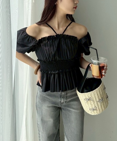 one after another NICE CLAUP（ワンアフターアナザーナイスクラップ）の「2wayペプラムプリーツブラウス（シャツ/ブラウス・レディース・ブラック/ホワイト系その他/ホワイト/アイボリー/レッド・FREE）」の20枚目の写真