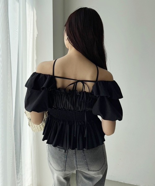 one after another NICE CLAUP（ワンアフターアナザーナイスクラップ）の「2wayペプラムプリーツブラウス（シャツ/ブラウス・レディース・ブラック/ホワイト系その他/ホワイト/アイボリー/レッド・FREE）」の18枚目の写真