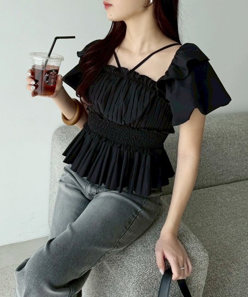 one after another NICE CLAUP（ワンアフターアナザーナイスクラップ）の「2wayペプラムプリーツブラウス（シャツ/ブラウス・レディース・ブラック/ホワイト系その他/ホワイト/アイボリー/レッド・FREE）」の21枚目の写真