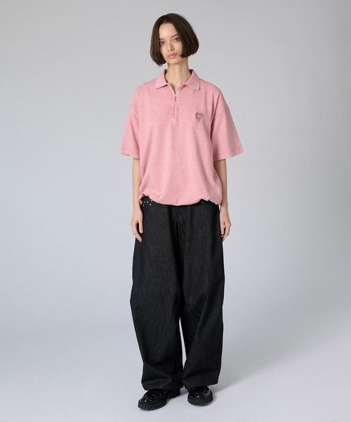 ONCILY（オンシェリー）の「ZIP DRAW CODE POLO T-SHIRT / ジップドローコードポロTシャツ（ポロシャツ・メンズ・ブルー/アイボリー/ブラック/ピンク・SMALL/MEDIUM/LARGE）」の7枚目の写真