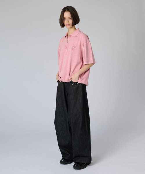 ONCILY（オンシェリー）の「ZIP DRAW CODE POLO T-SHIRT / ジップドローコードポロTシャツ（ポロシャツ・メンズ・ブルー/アイボリー/ブラック/ピンク・SMALL/MEDIUM/LARGE）」の6枚目の写真