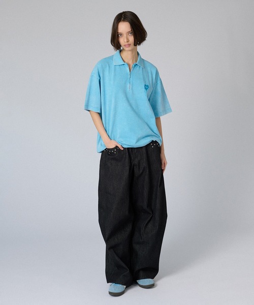 ONCILY（オンシェリー）の「ZIP DRAW CODE POLO T-SHIRT / ジップドローコードポロTシャツ（ポロシャツ・メンズ・ブルー/アイボリー/ブラック/ピンク・SMALL/MEDIUM/LARGE）」の14枚目の写真