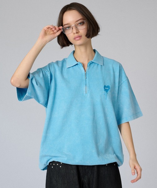 ONCILY（オンシェリー）の「ZIP DRAW CODE POLO T-SHIRT / ジップドローコードポロTシャツ（ポロシャツ・メンズ・ブルー/アイボリー/ブラック/ピンク・SMALL/MEDIUM/LARGE）」の20枚目の写真