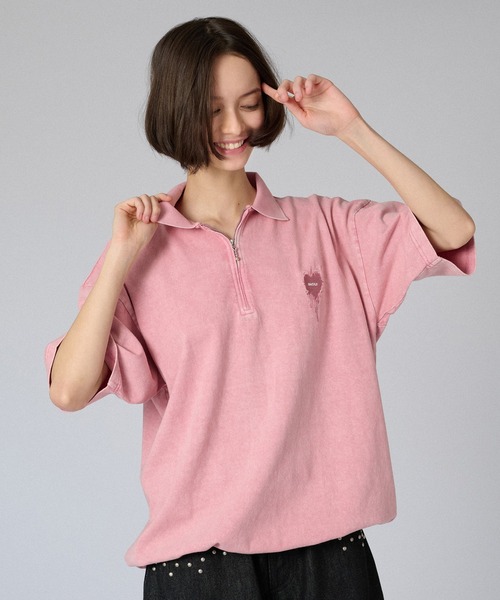 ONCILY（オンシェリー）の「ZIP DRAW CODE POLO T-SHIRT / ジップドローコードポロTシャツ（ポロシャツ・メンズ・ブルー/アイボリー/ブラック/ピンク・SMALL/MEDIUM/LARGE）」の9枚目の写真