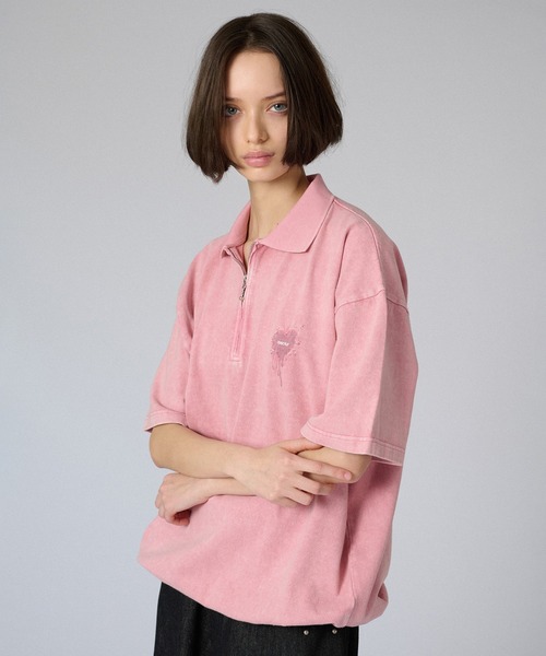 ONCILY（オンシェリー）の「ZIP DRAW CODE POLO T-SHIRT / ジップドローコードポロTシャツ（ポロシャツ・メンズ・ブルー/アイボリー/ブラック/ピンク・SMALL/MEDIUM/LARGE）」の10枚目の写真