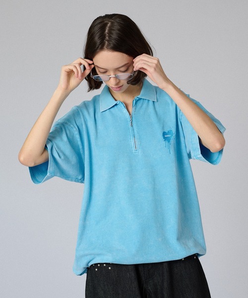 ONCILY（オンシェリー）の「ZIP DRAW CODE POLO T-SHIRT / ジップドローコードポロTシャツ（ポロシャツ・メンズ・ブルー/アイボリー/ブラック/ピンク・SMALL/MEDIUM/LARGE）」の18枚目の写真