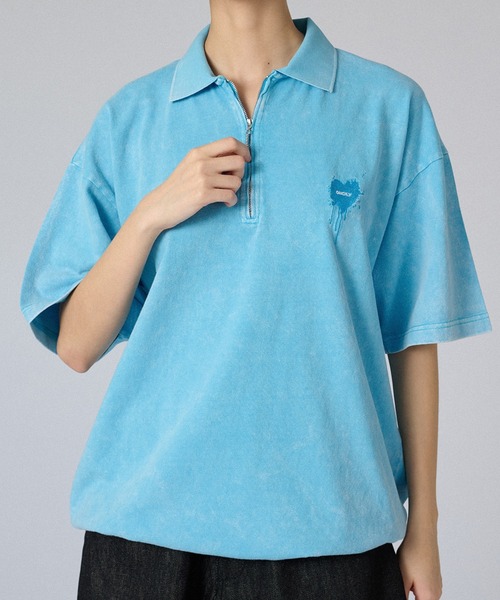 ONCILY（オンシェリー）の「ZIP DRAW CODE POLO T-SHIRT / ジップドローコードポロTシャツ（ポロシャツ・メンズ・ブルー/アイボリー/ブラック/ピンク・SMALL/MEDIUM/LARGE）」の19枚目の写真