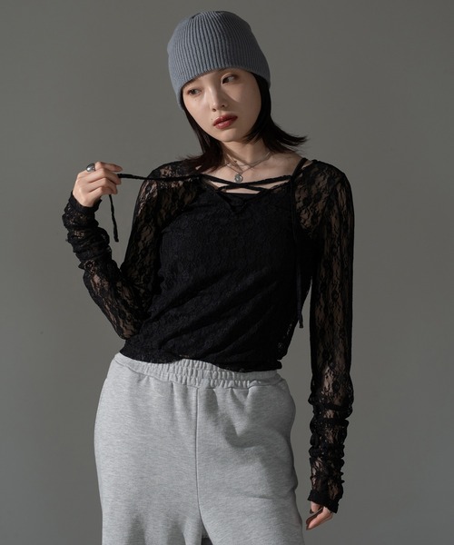 apres jour mignon(アプレジュールミニョン)の「レースアッププルオーバー【ZOZOTOWN限定アイテム】(その他トップス・レディース・オフホワイト/ブラック/チャコールグレー/ブルー/ダークブラウン・X-LARGE/フリー)」の21枚目の写真