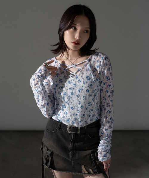 apres jour mignon(アプレジュールミニョン)の「レースアッププルオーバー【ZOZOTOWN限定アイテム】(その他トップス・レディース・オフホワイト/ブラック/チャコールグレー/ブルー/ダークブラウン・X-LARGE/フリー)」の11枚目の写真