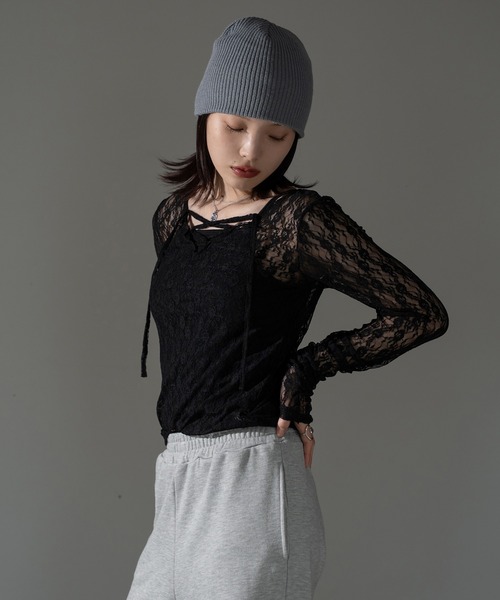 apres jour mignon(アプレジュールミニョン)の「レースアッププルオーバー【ZOZOTOWN限定アイテム】(その他トップス・レディース・オフホワイト/ブラック/チャコールグレー/ブルー/ダークブラウン・X-LARGE/フリー)」の9枚目の写真