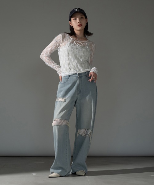 apres jour mignon(アプレジュールミニョン)の「レースアッププルオーバー【ZOZOTOWN限定アイテム】(その他トップス・レディース・オフホワイト/ブラック/チャコールグレー/ブルー/ダークブラウン・X-LARGE/フリー)」の8枚目の写真