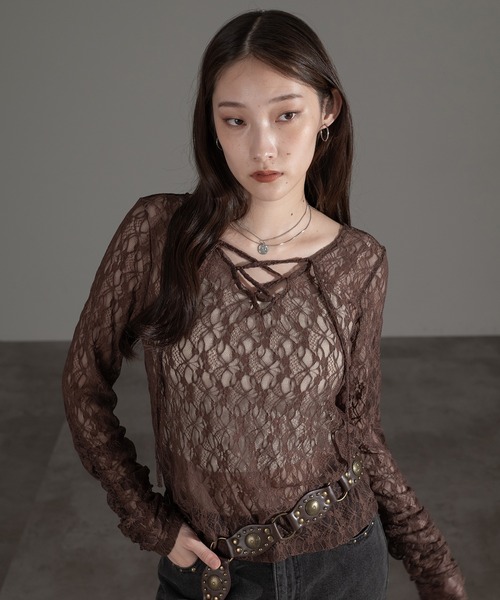 apres jour mignon(アプレジュールミニョン)の「レースアッププルオーバー【ZOZOTOWN限定アイテム】(その他トップス・レディース・オフホワイト/ブラック/チャコールグレー/ブルー/ダークブラウン・X-LARGE/フリー)」の15枚目の写真