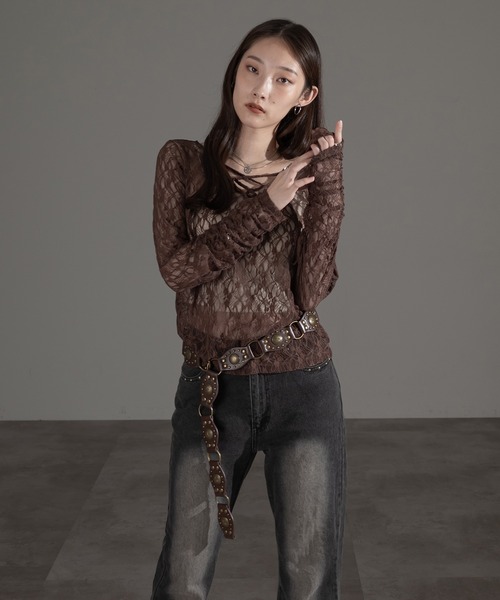 apres jour mignon(アプレジュールミニョン)の「レースアッププルオーバー【ZOZOTOWN限定アイテム】(その他トップス・レディース・オフホワイト/ブラック/チャコールグレー/ブルー/ダークブラウン・X-LARGE/フリー)」の19枚目の写真